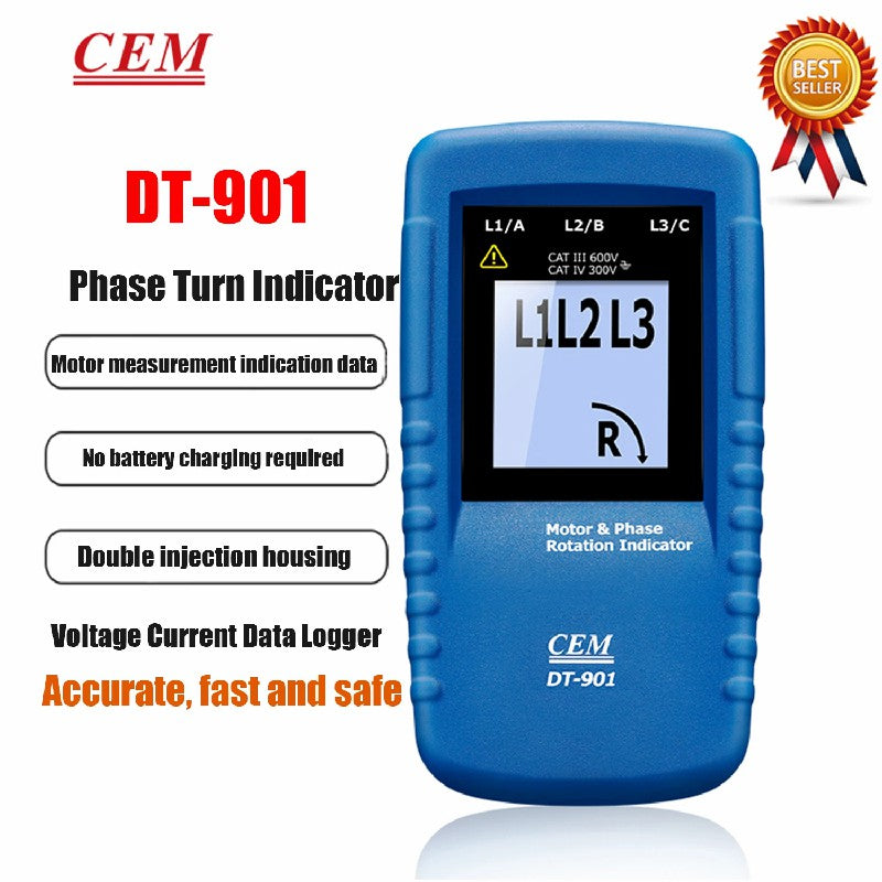 CEM DT-901 DT-902 Phase Rotation Indicator Three-Phase Electric Alternating Current Phase Sequence Steering Indicator CEM DT-901 DT-902 Phase Rotation Indicator Three-Phase Electric Alternating Current Phase Sequence Steering Indicator